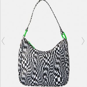 warped checkered purse